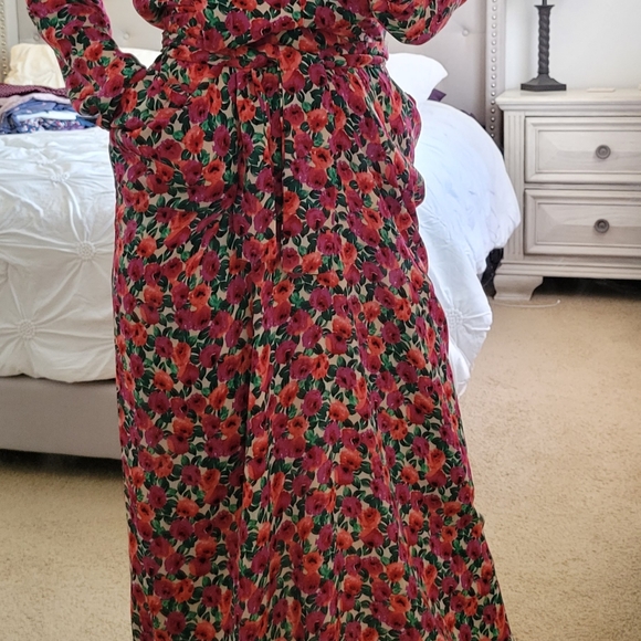 Ghospel Asos Dress in Red Flowers Maxi  Size s - Picture 2 of 6
